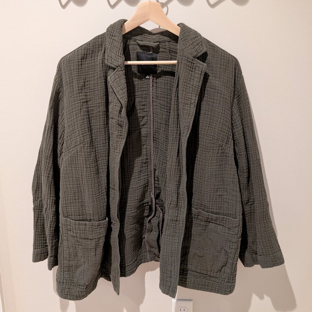 Madewell - Oversized gauze blazer olive green 1X - Picture 3 of 4